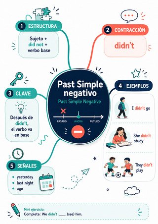 Mapa mental: Past Simple negativo
